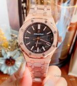 Copy Audemars Piguet Royal Oak Black Dial Rose Gold Watches 37mm Women_th.jpg